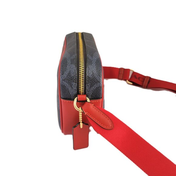 Coach CBM36 Mini Jamie Signature Varsity Camera Bag Crossbody Denim Bold Red - Picture 3 of 7
